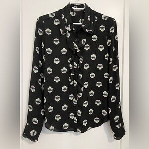 Aritzia Sunday Best Scarlett Shirt Black Floral